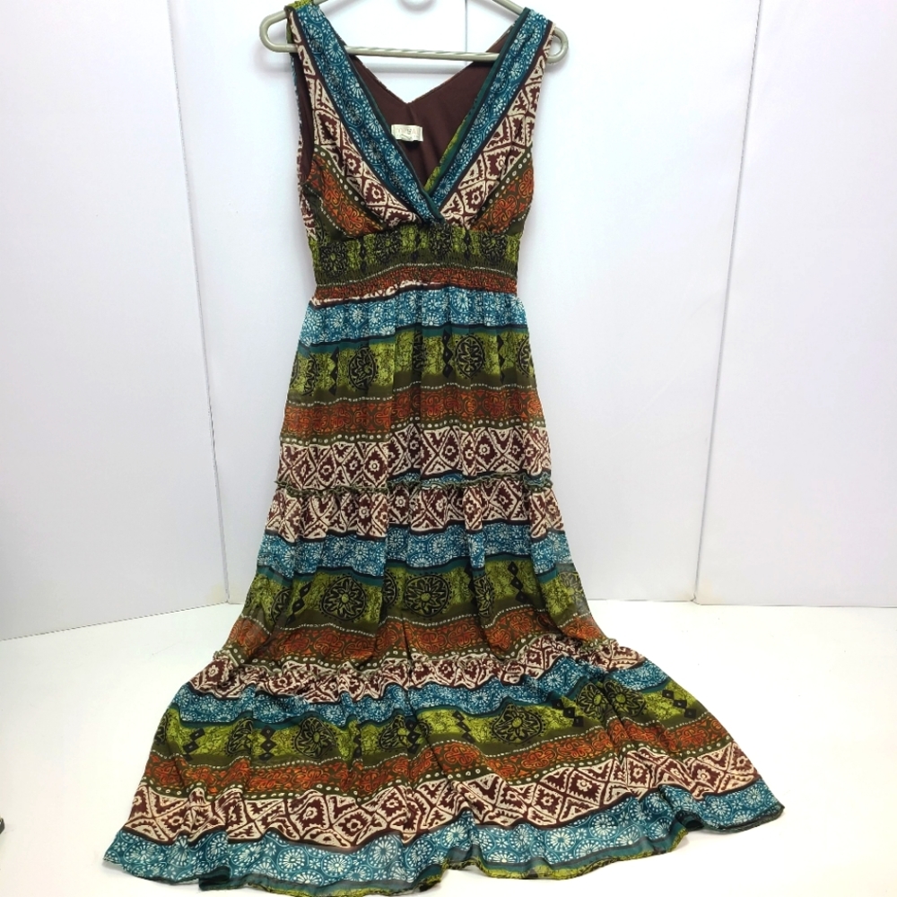 ROZ & ALI Maxi Dress V-Neck Sleeveless Size